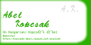 abel kopcsak business card